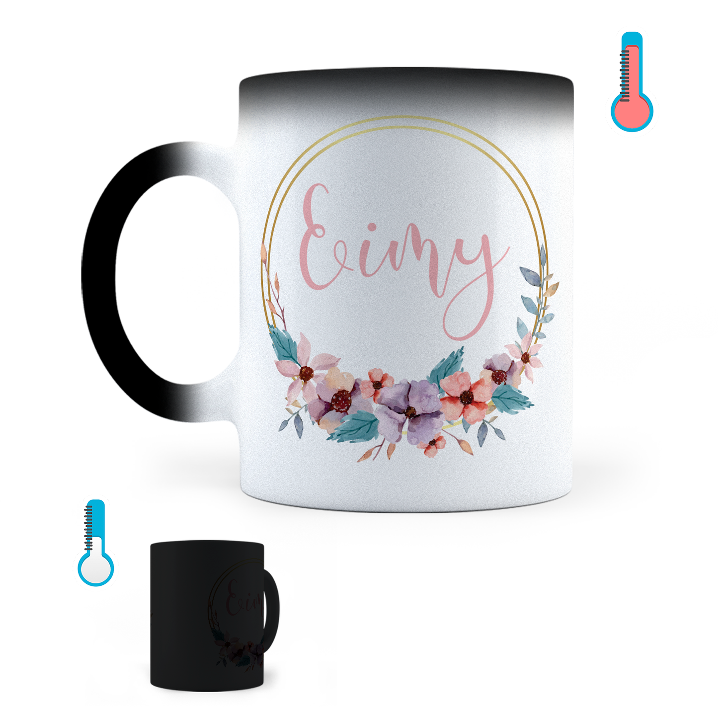 Taza Mágica Flores Personalizada - Térmica 11 oz (320 ml)