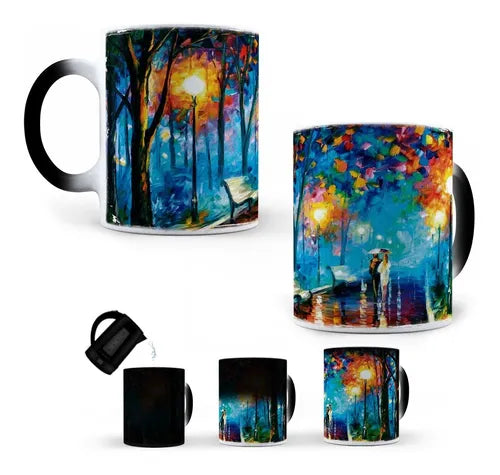 Taza Mágica Pareja Bajo La Lluvia De L. Afremov