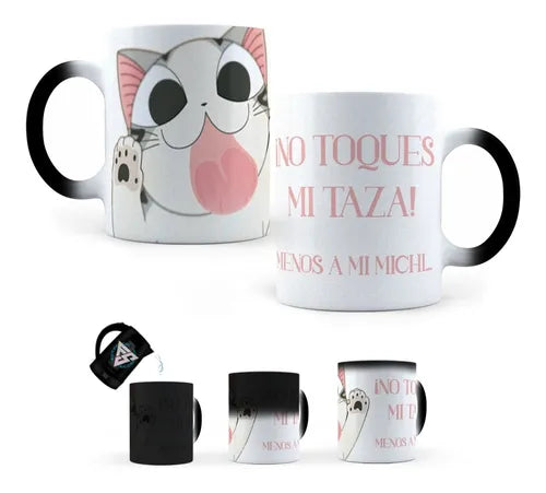 Taza Mágica Gato Michi - No Toques Mi Taza