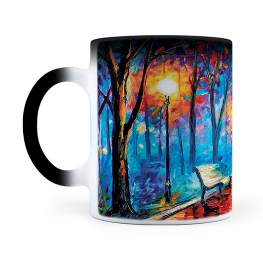 Taza Mágica Pareja Bajo La Lluvia De L. Afremov - Térmica 11 oz (320 ml)