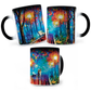 Taza Mágica Pareja Bajo La Lluvia De L. Afremov - Térmica 11 oz (320 ml)