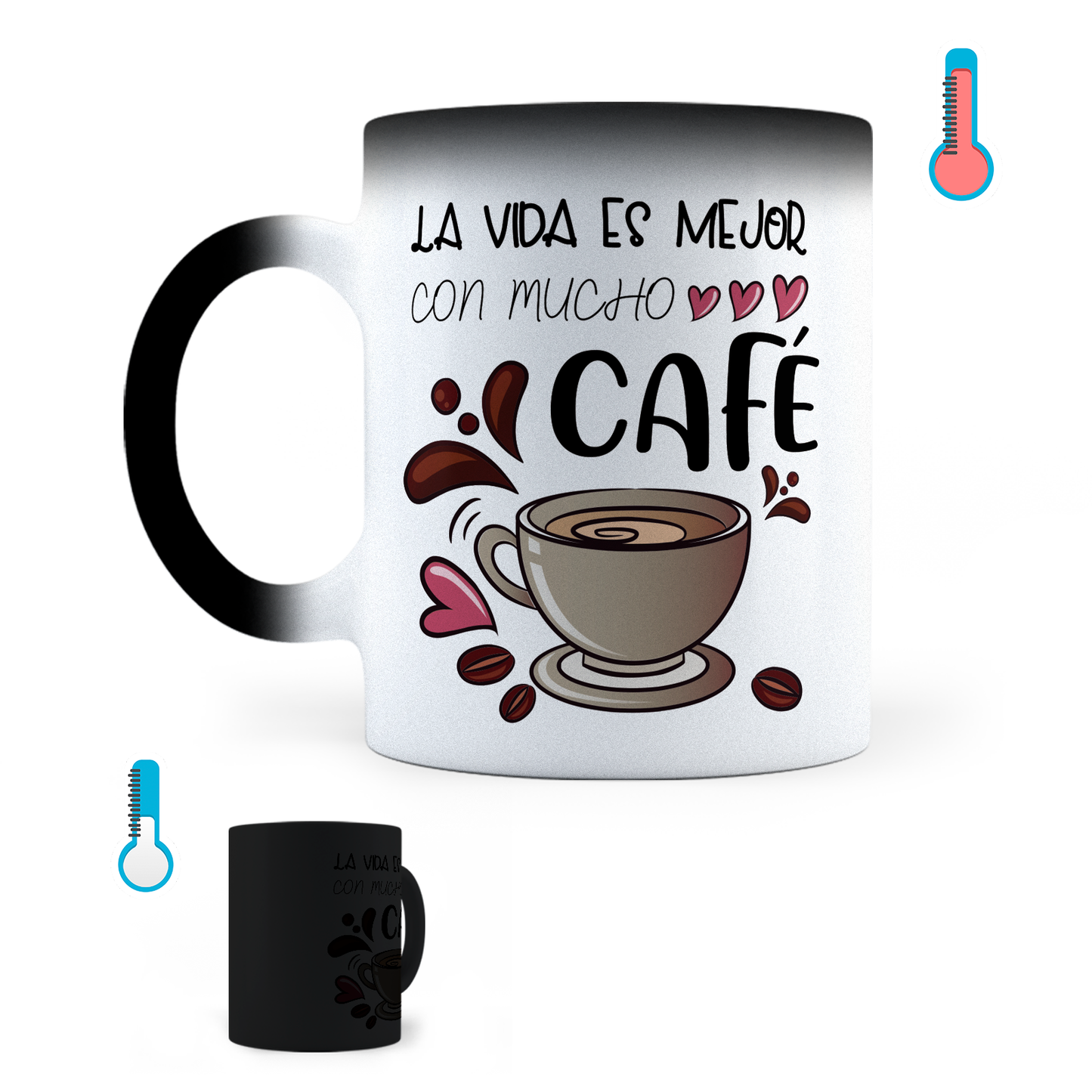 Taza Mágica La Vida Es Mejor Con Mucho Café - Térmica 11 oz ml (320)