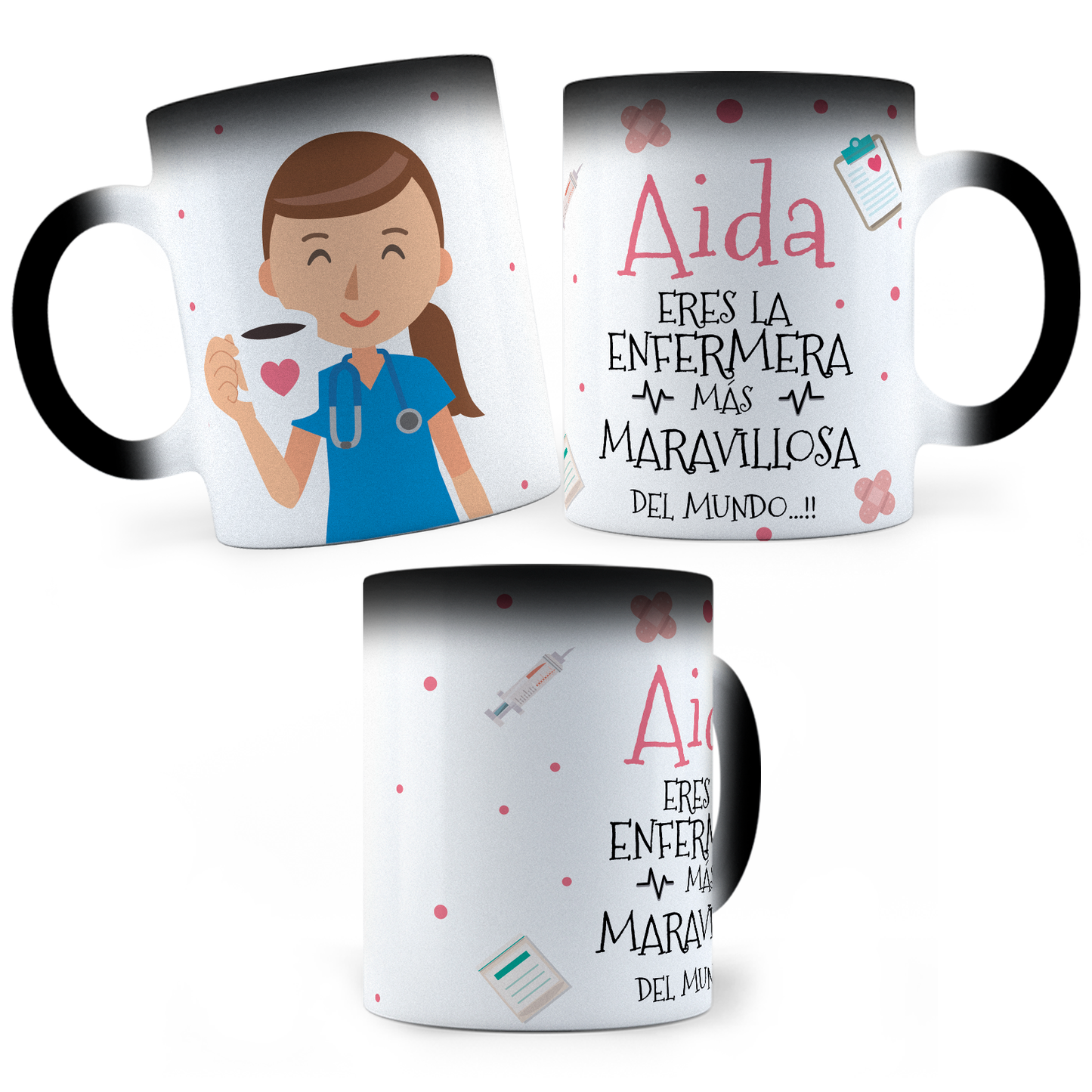 Taza Mágica Enfermera Personalizada - Térmica 11 oz (320 ml)