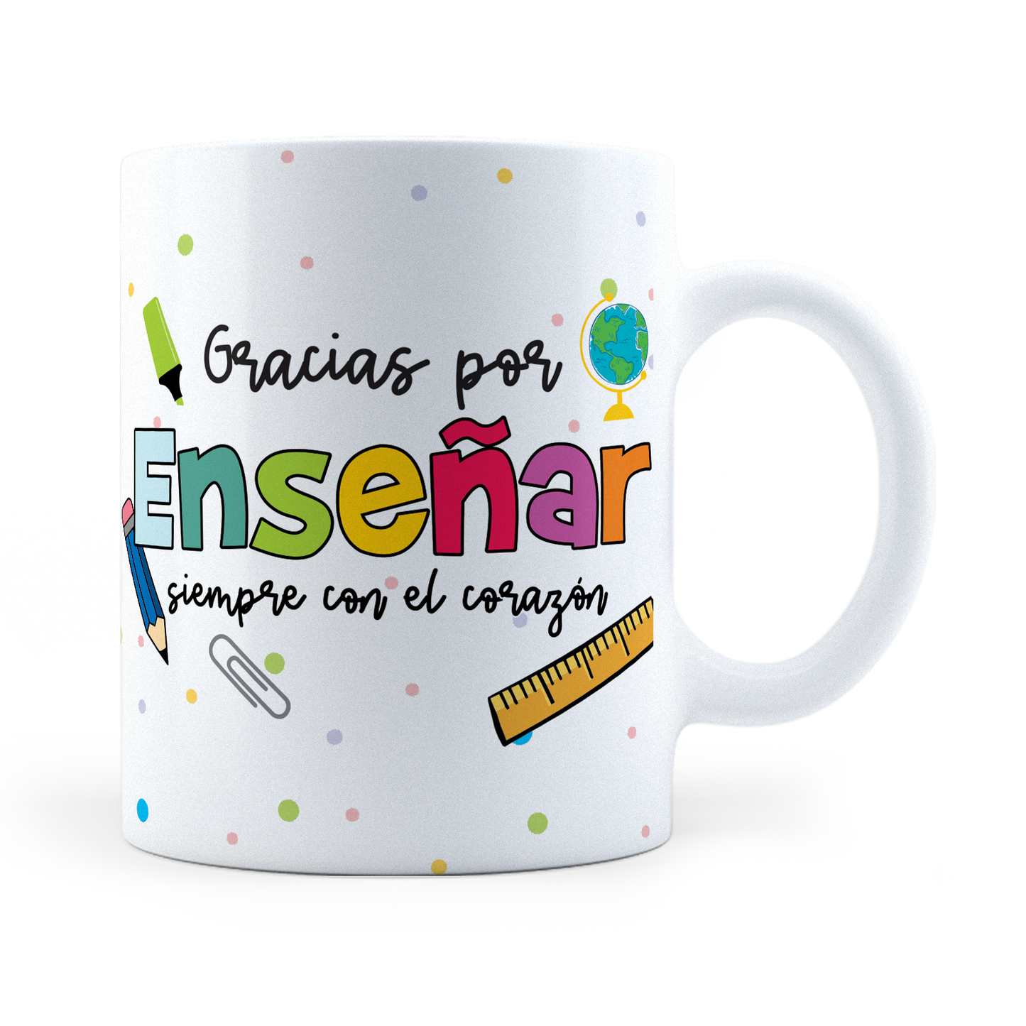 Taza Gracias Por Enseñar Con El Corazón - Maestros -11Oz (320 ml)