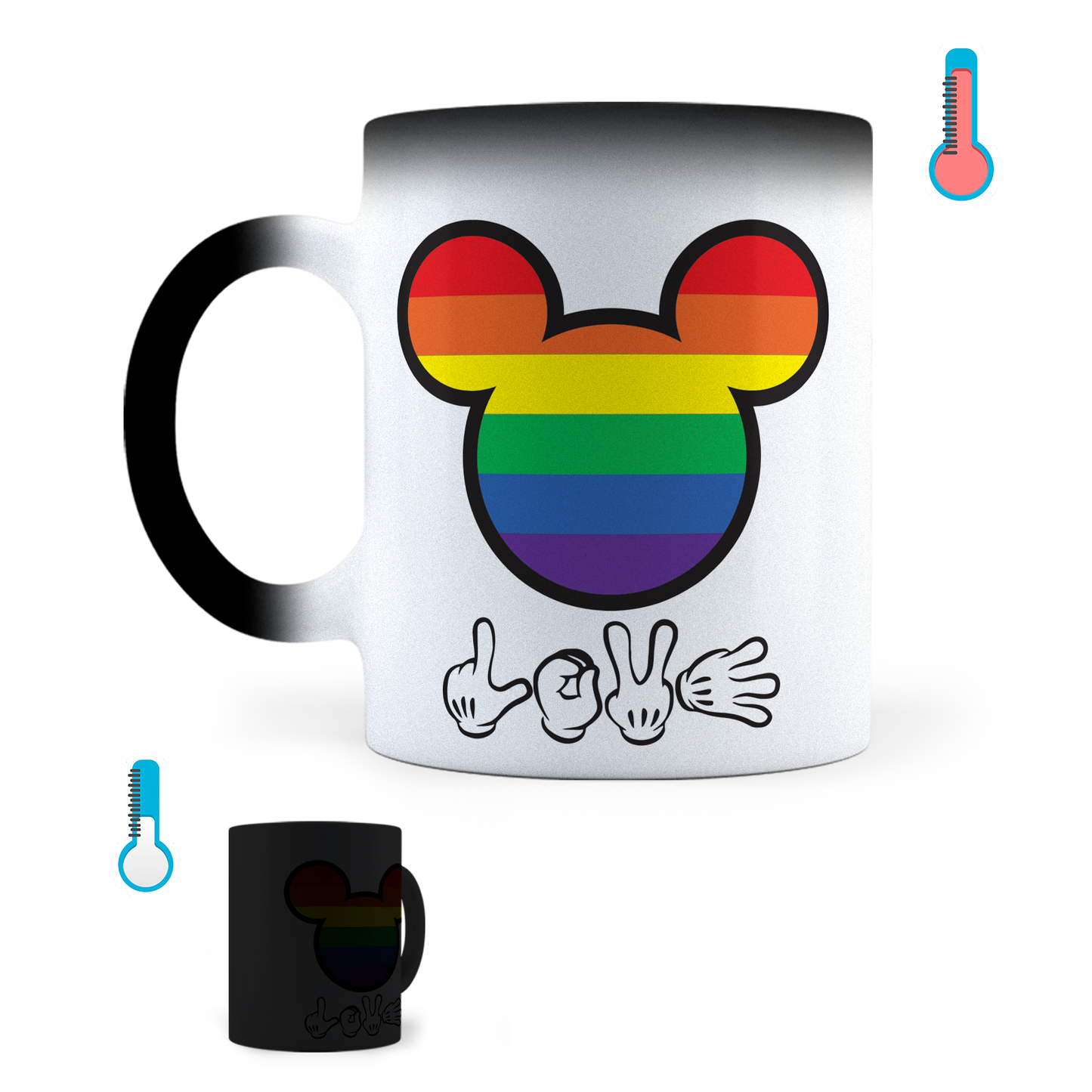 Taza Mágica Mickey  Pride Love - Térmica 11 oz (320 ml)