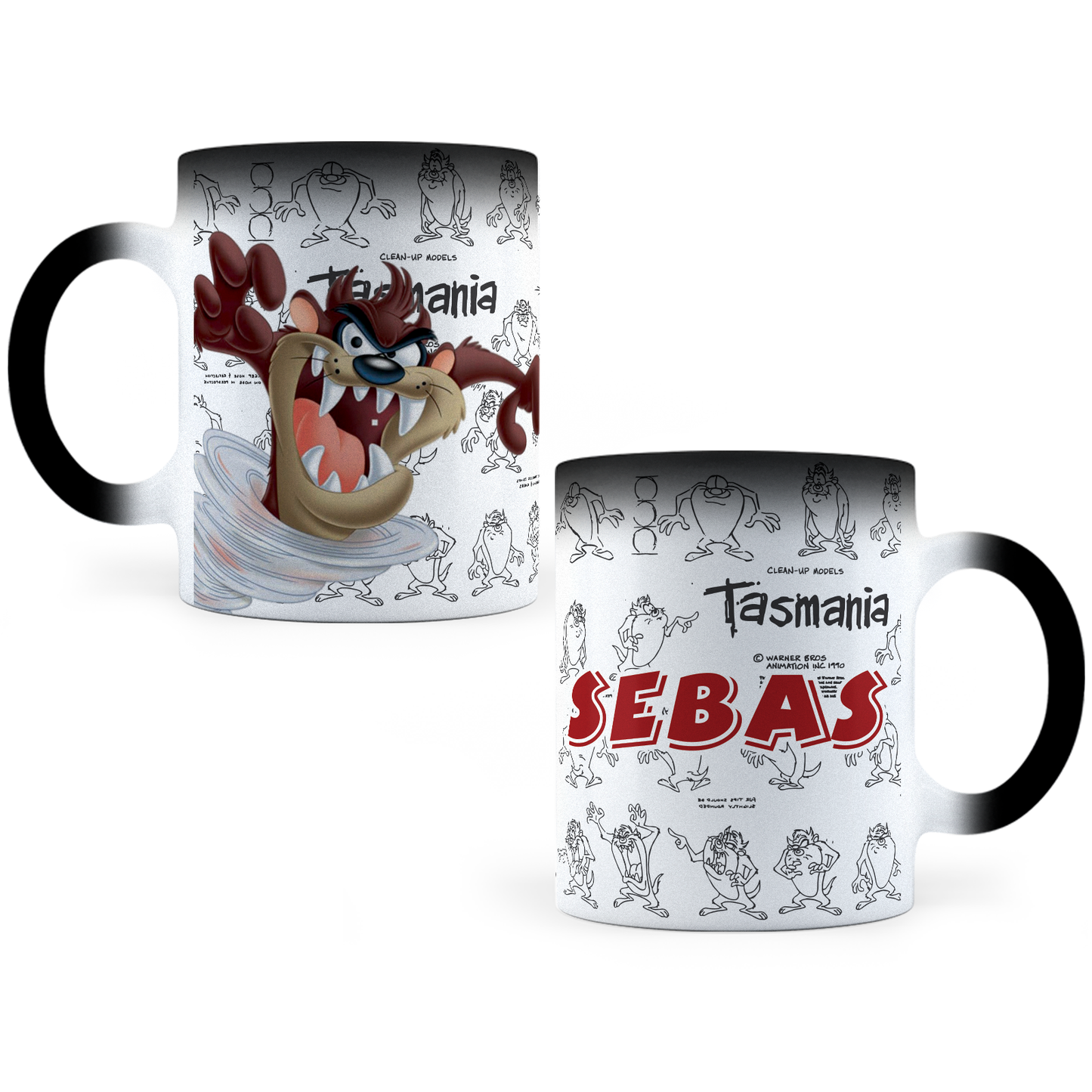 Taza Mágica Demonio De Tasmania Personalizada -  Térmica 11 oz (320 ml)