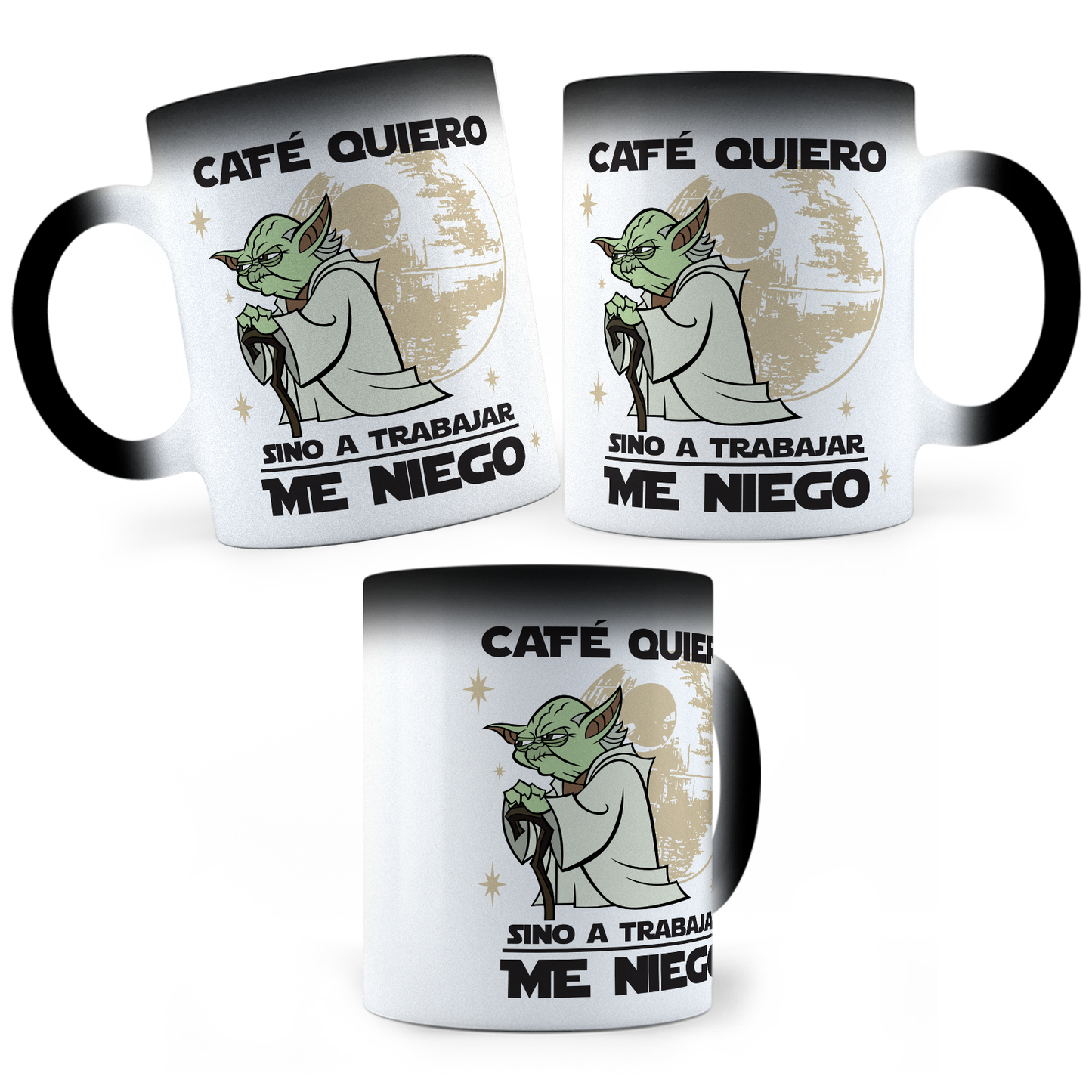 Taza Mágica Café Quiero, Sino a Trabajar Me Niego - Térmica 11 oz (320 ml)