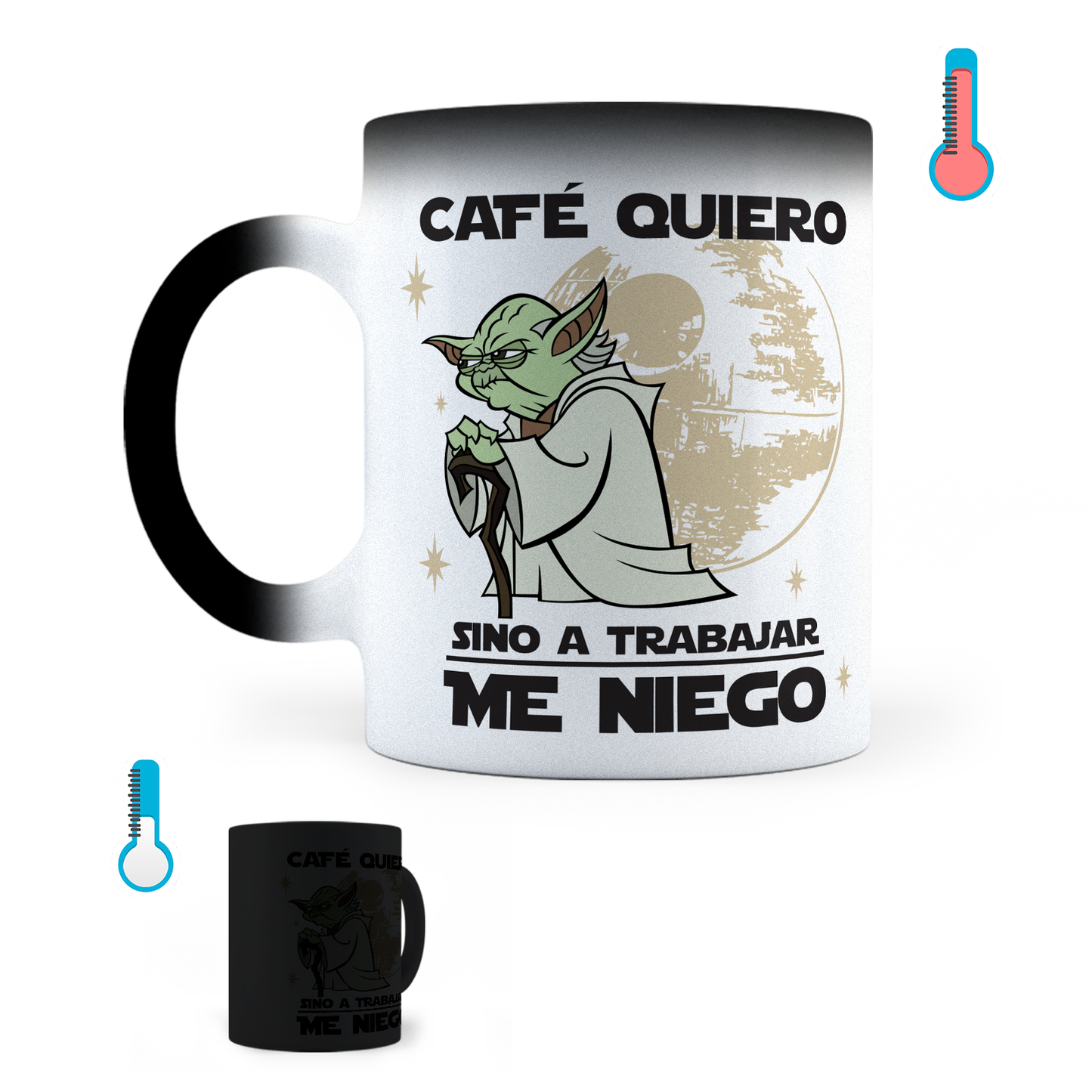 Taza Mágica Café Quiero, Sino a Trabajar Me Niego - Térmica 11 oz (320 ml)