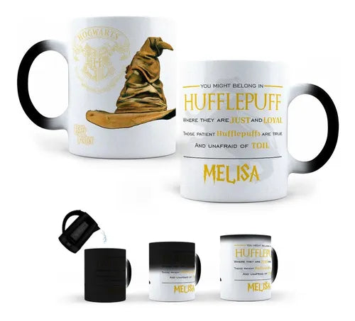 Taza Mágica Personalizada Hufflepuff Harry Potter