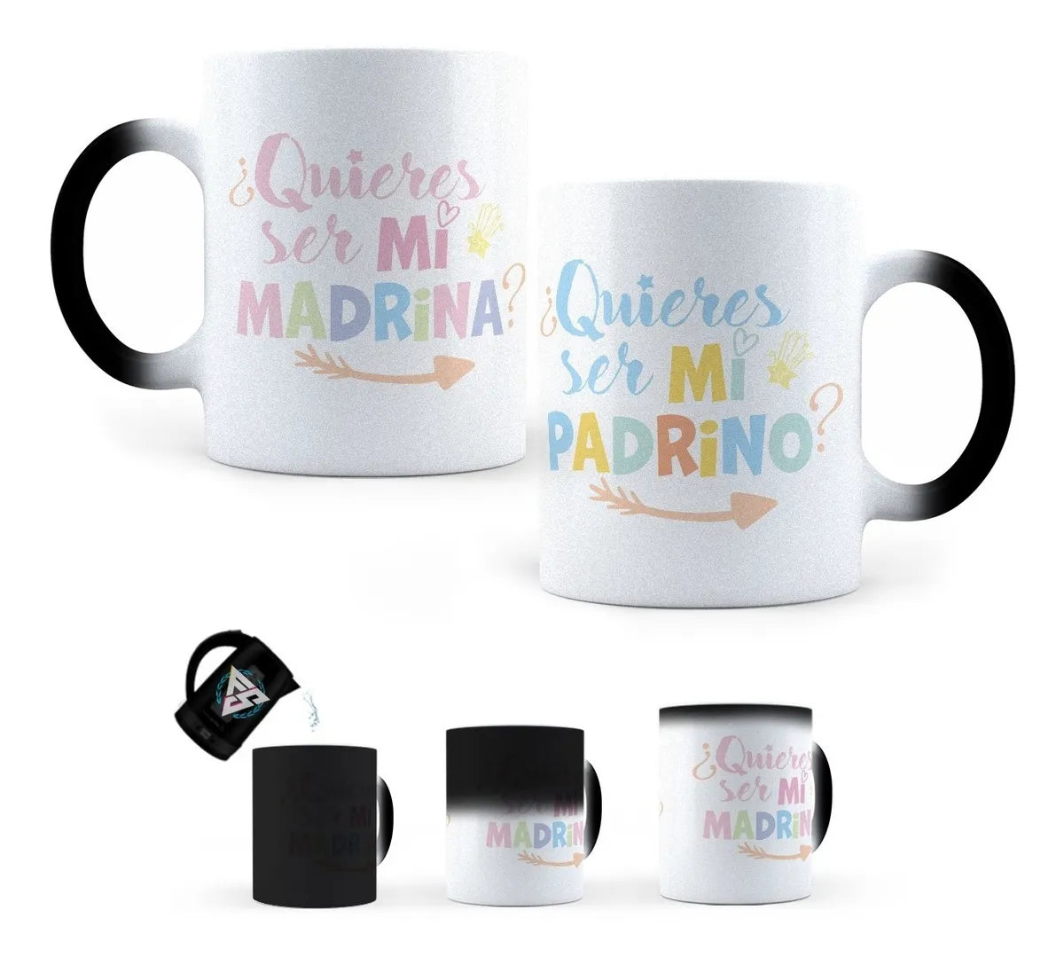 Taza Mágica Quieres Ser Mi Madrina / Padrino / 2 Tazas