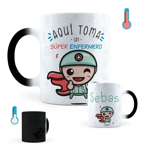 Taza Mágica Súper Enfermero Personalizada